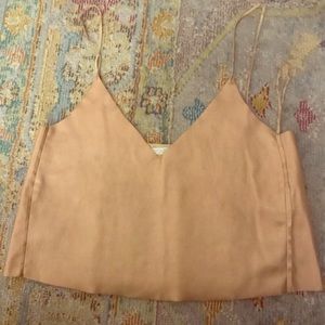 ZARA faux leather gold crop tank